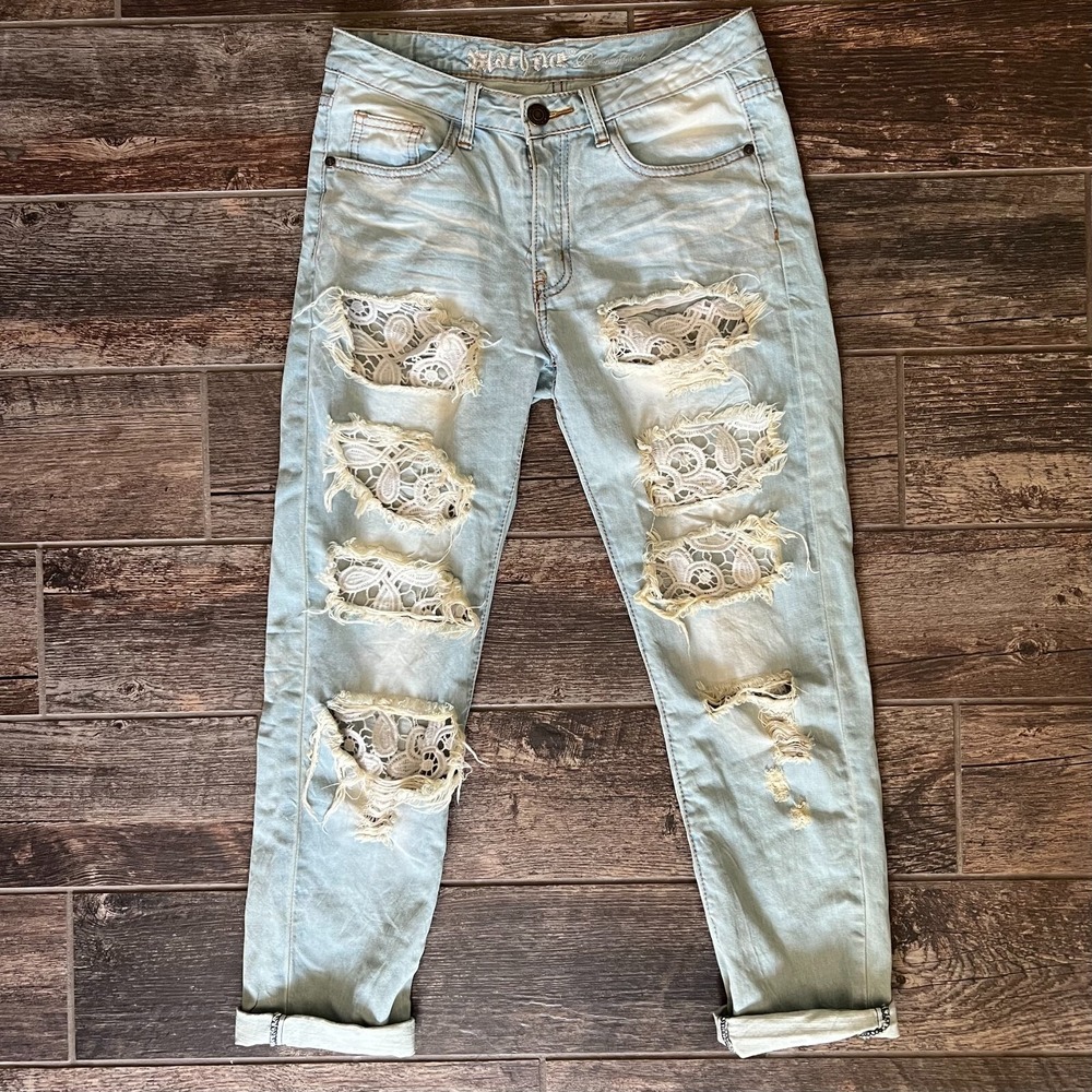 Machine Pour Neuf Jeans Women's Size 27 US-  Distressed - Heavy Wash - Cuffed